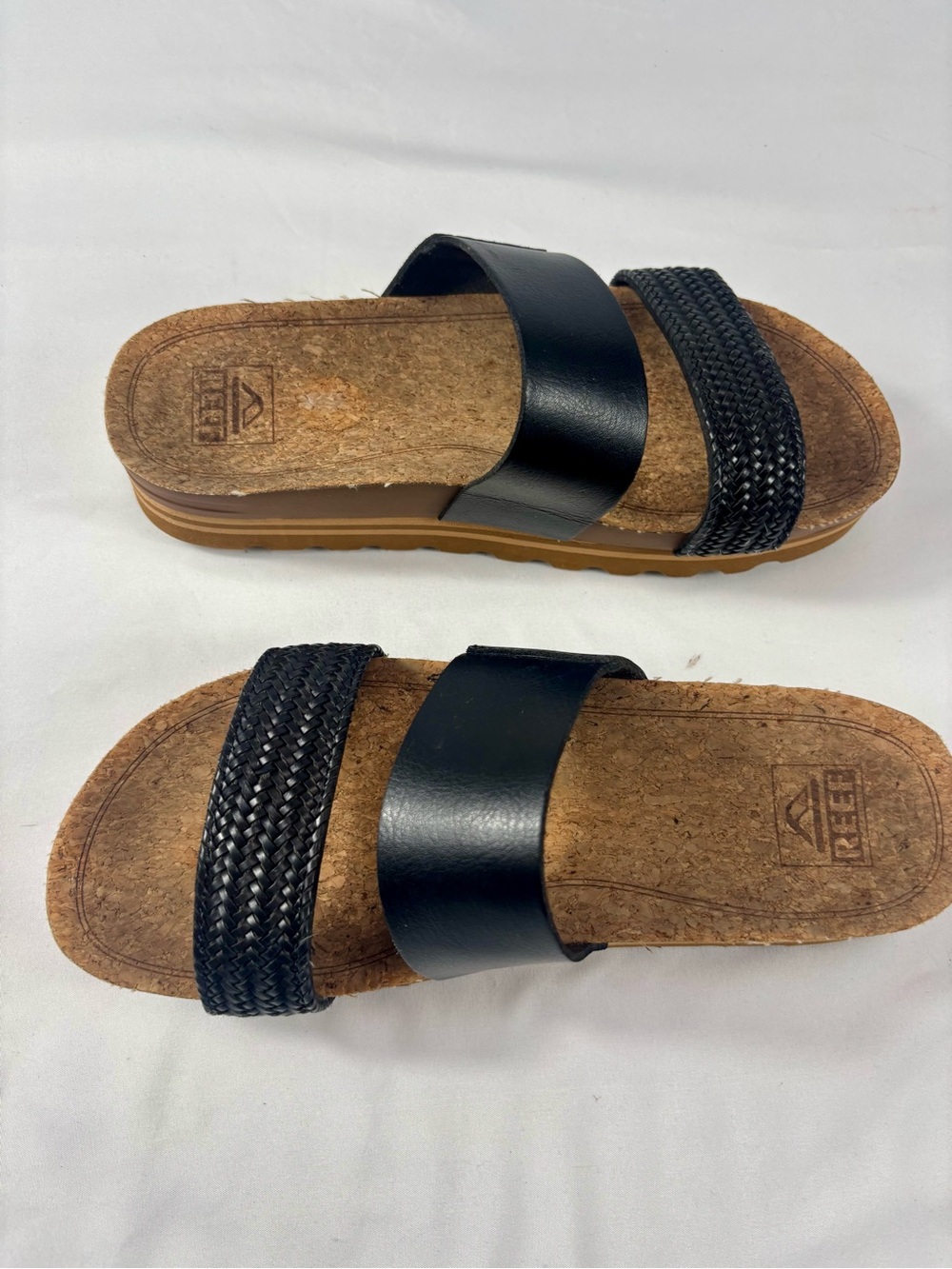 Reef Cushion Vista Hi Platform Slide Sandals Black Size 8 - Picture 14 of 15